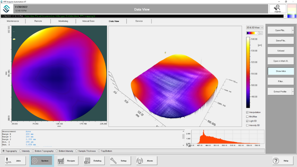 Bow measurement visualized in 2D and 3D.