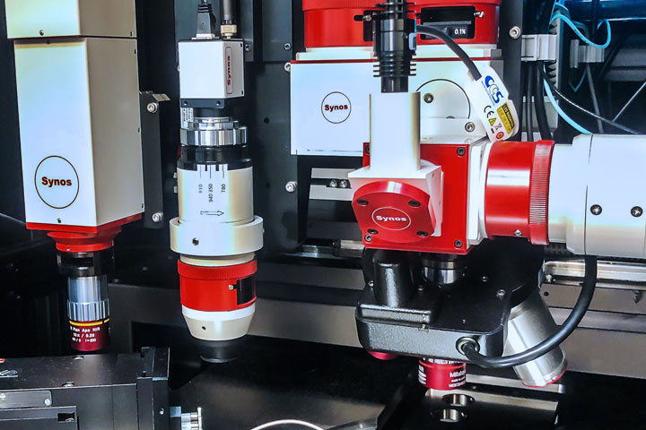 Triple optics for VCSEL test, including LIV (light intensity, cu